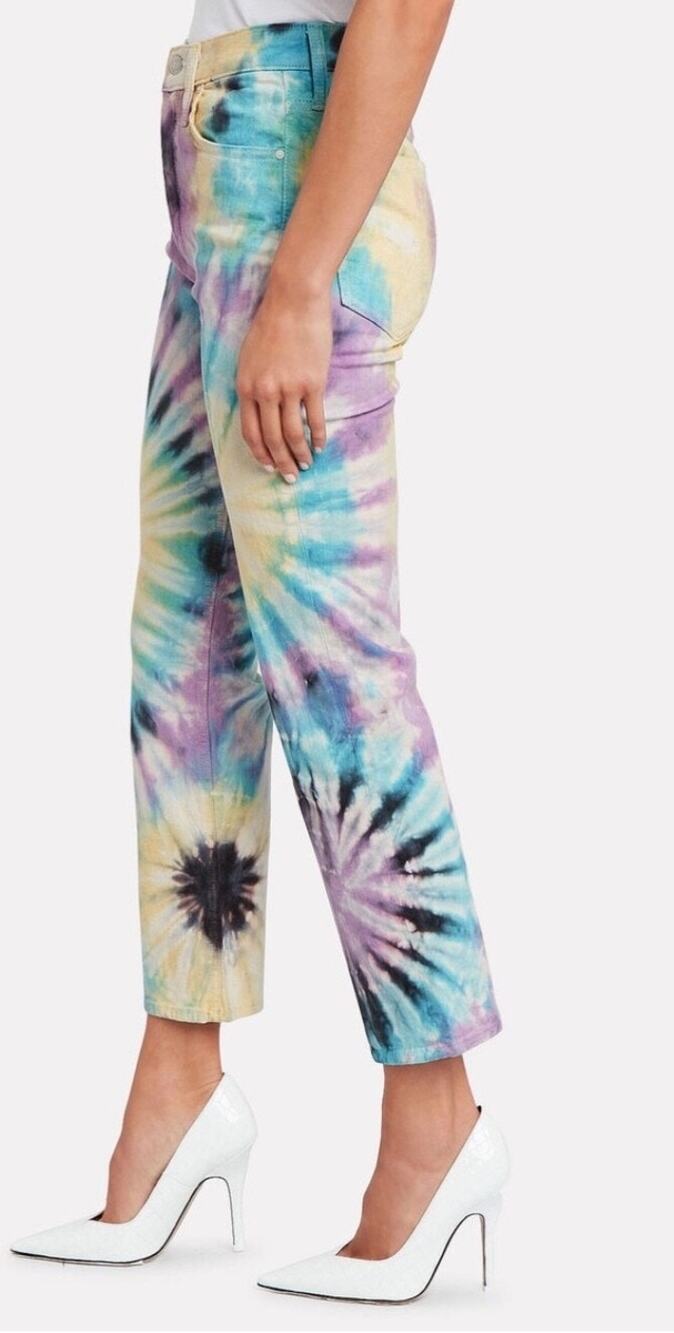 MOTHER The Tripper Button Fly Tie-Dye 5 Pocket Cropped Jeans Size 27
